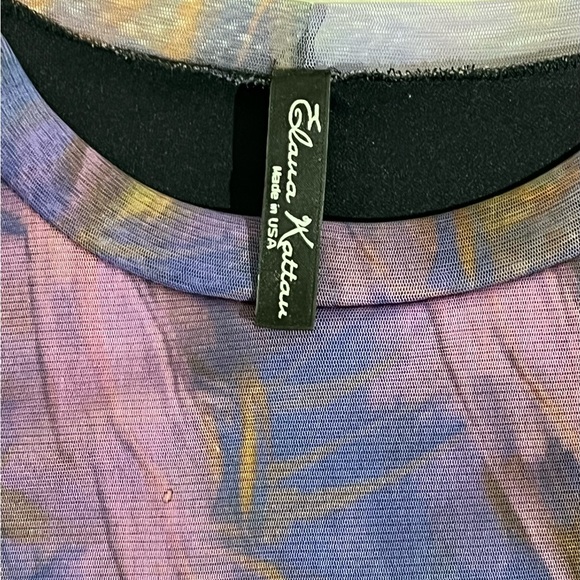 Colorful Abstract Elana Kattan Long Sleeve Mesh Top - Picture 3 of 5